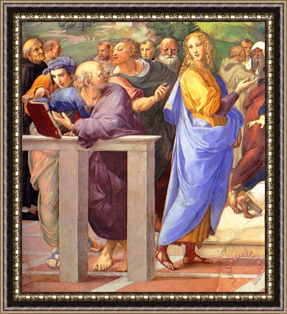 Raphael Disputation of The Holy Sacrament (la Disputa) [detail 10a] Framed Painting